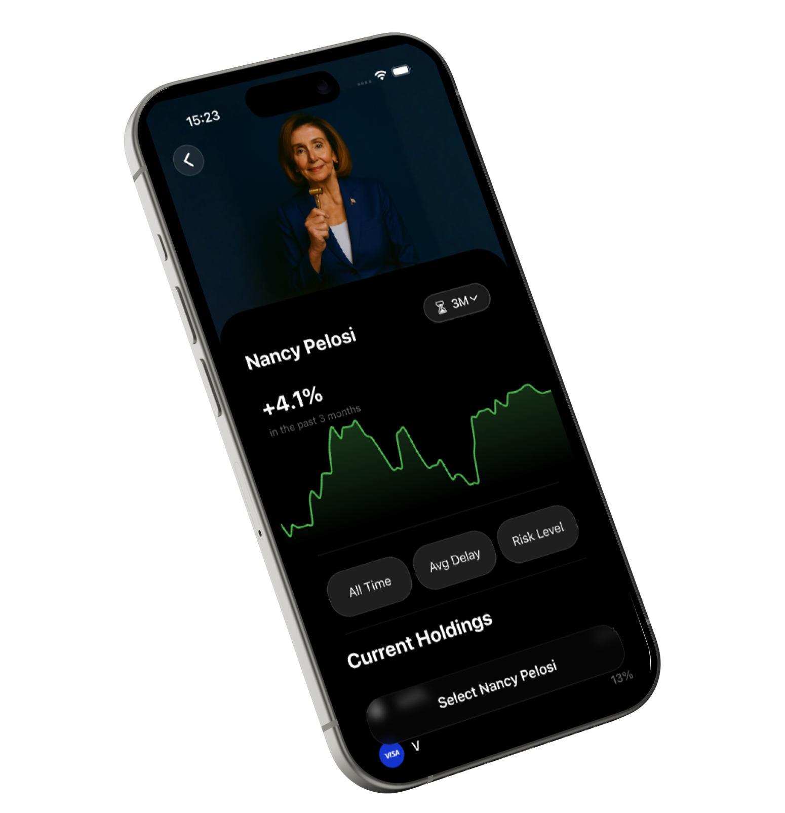 TrueWallet App Dashboard - Track Politician and Hedge Fund Stock Trades